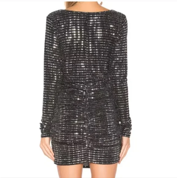 $178, H:ours Isla Cowl Neck, Sequin Black Mini Dress, has stretch, X Rev… - Picture 3 of 5